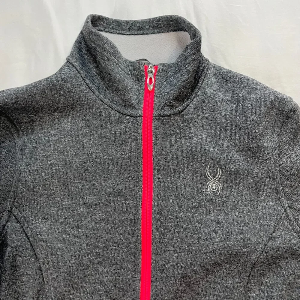 Spyder Core Gray Hot Pink Full Zip Up Fleece Sweater | Size M